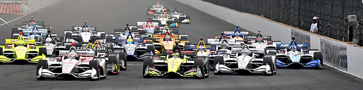 indy cars racing to through the start line Omaha